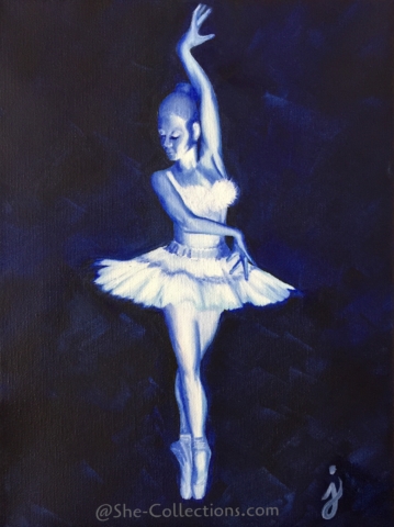 Blue Melody dance painting oil on canvas by She Collections artist Jenna Garcia